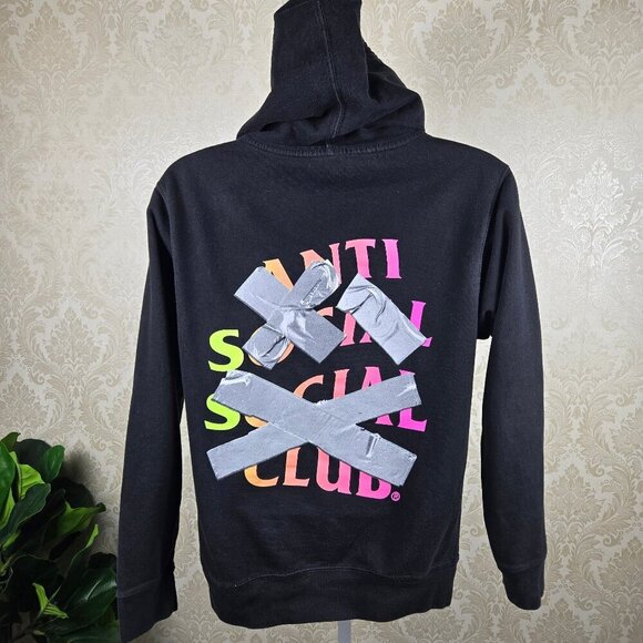Anti Social Social Club Sz Small Black "Cancelled Again" Hoodie Drawstring Hood - Picture 5 of 8